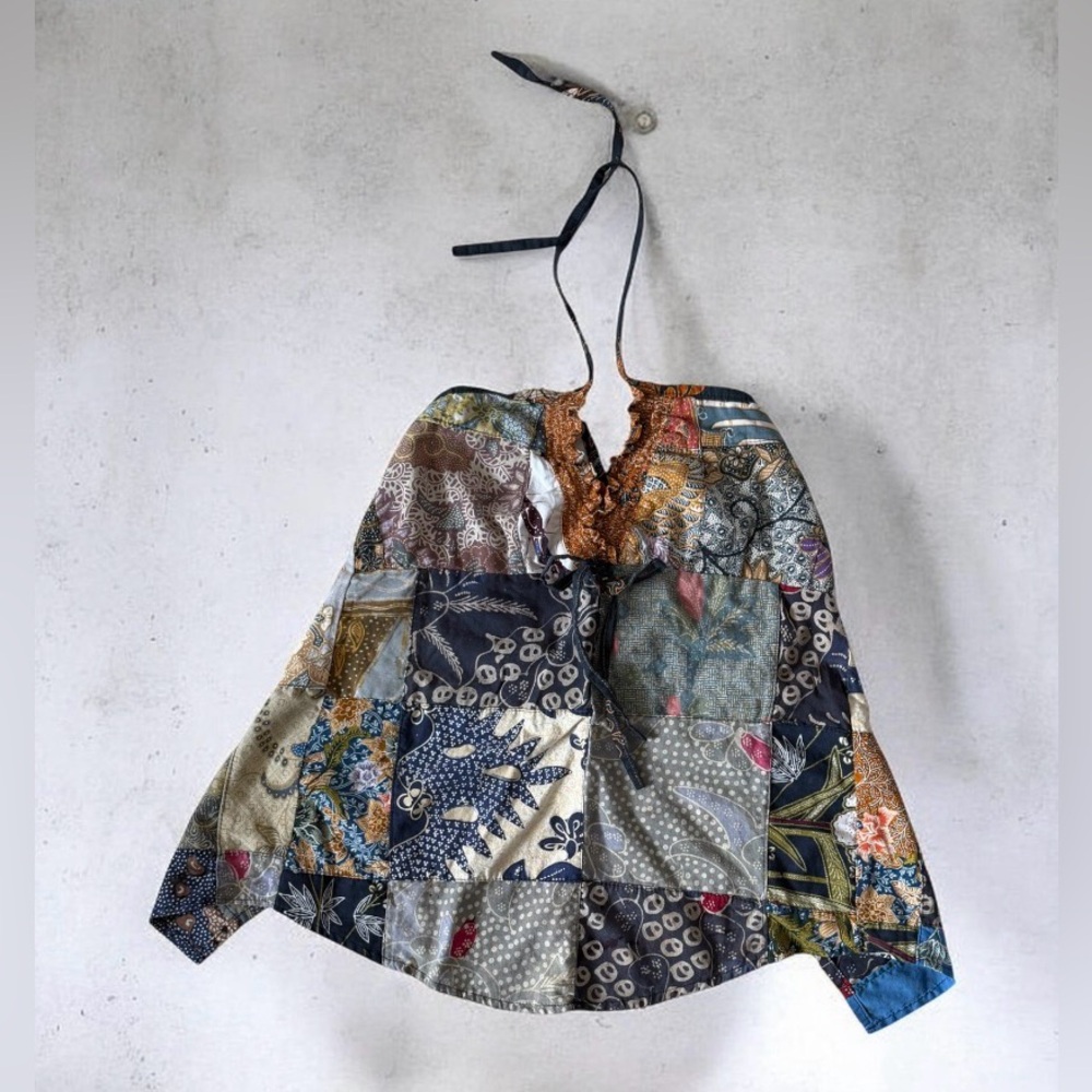 Patchwork Boho Halter Tie Back Top Jada Gypsy Sty… - image 4